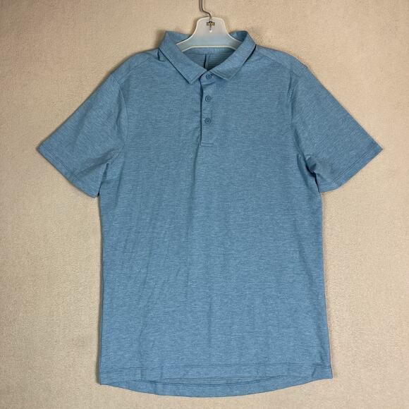 Lululemon Polo Shirt Mens M Blue Evolution Performance Short Sleeve Stretch - Picture 1 of 7
